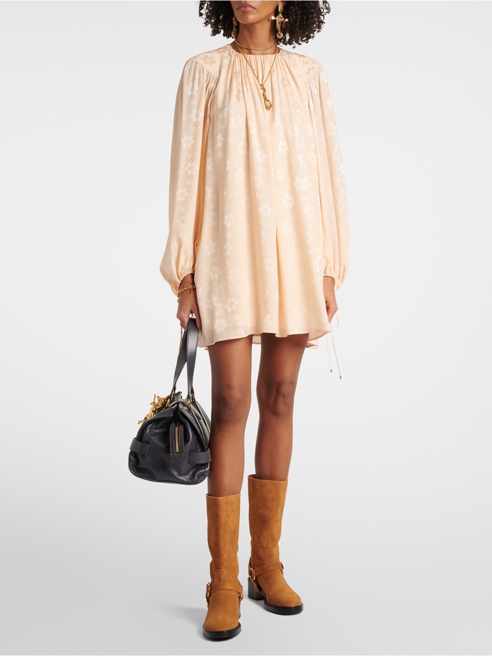 ✨ NEW CHLOE Gathered floral silk jacquard minidress